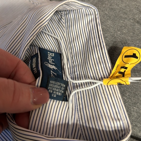 RALPH LAUREN 16.5 Dress Shirt with black and blue vertical stripes - Picture 7 of 7
